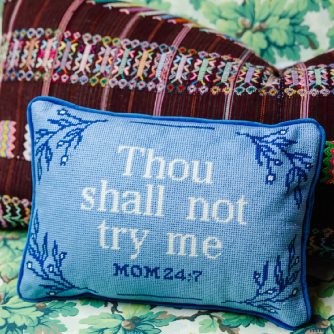 Try Me Needlepoint Pillow