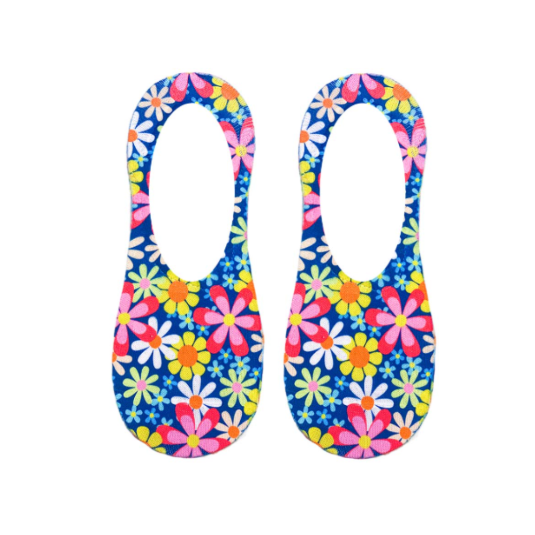 Retro Flowers No Show Socks