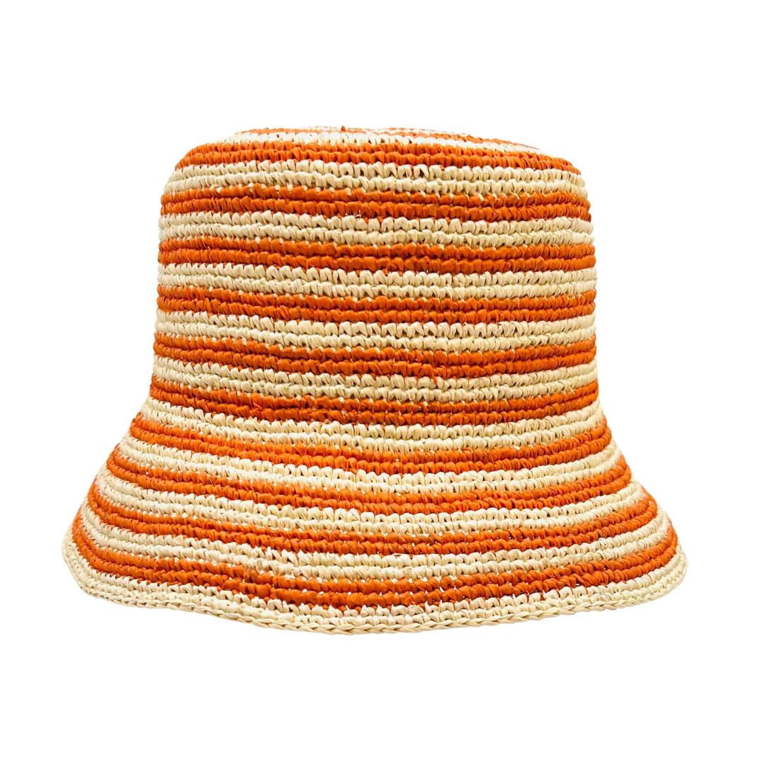 Hay Striped Beau Raffia Bucket Hat