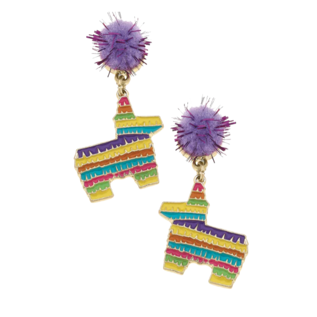 Pompon Enamel Pinata Earrings