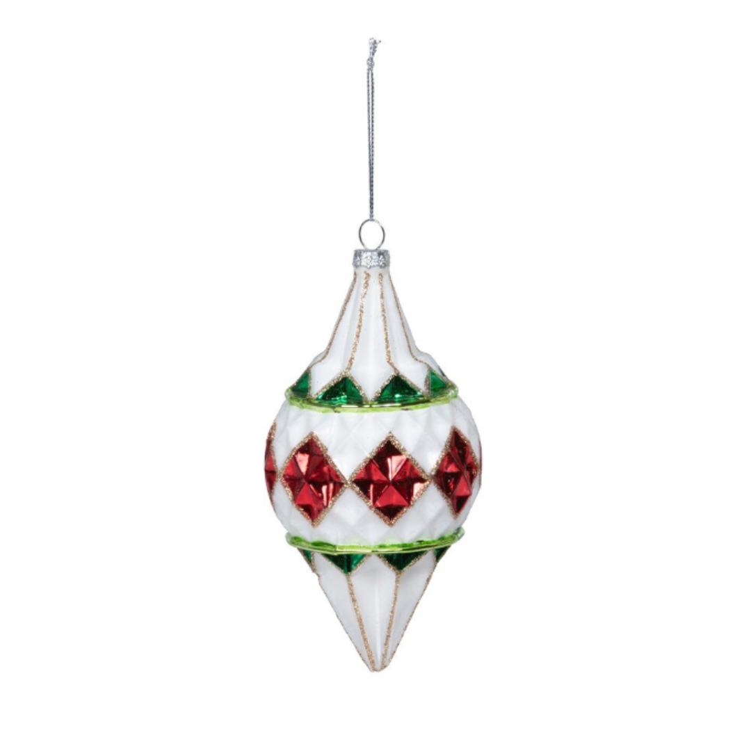 Argyle Pattern Glass Finial Ornament