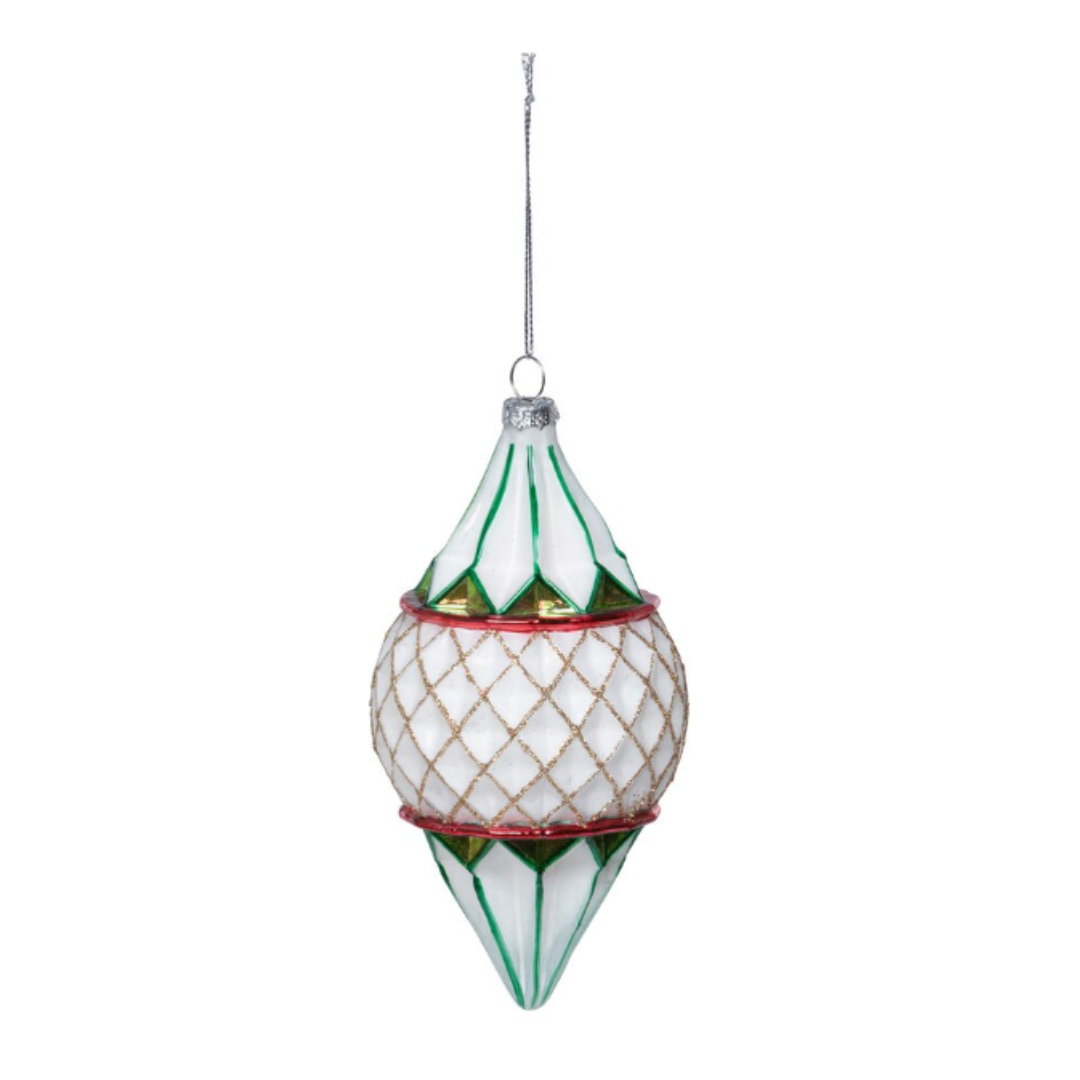 Argyle Pattern Glass Finial Ornament