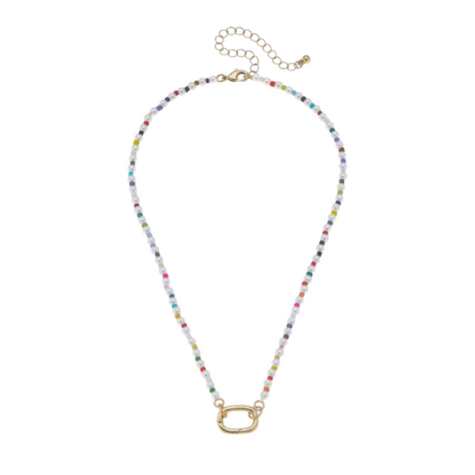 Mini Mazie Rainbow Pearl Charm Necklace Base in Ivory
