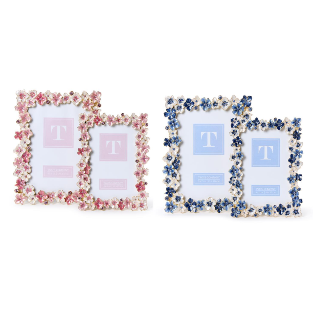 Hand-Painted Enamel Photo Frame with Crystal Jewels