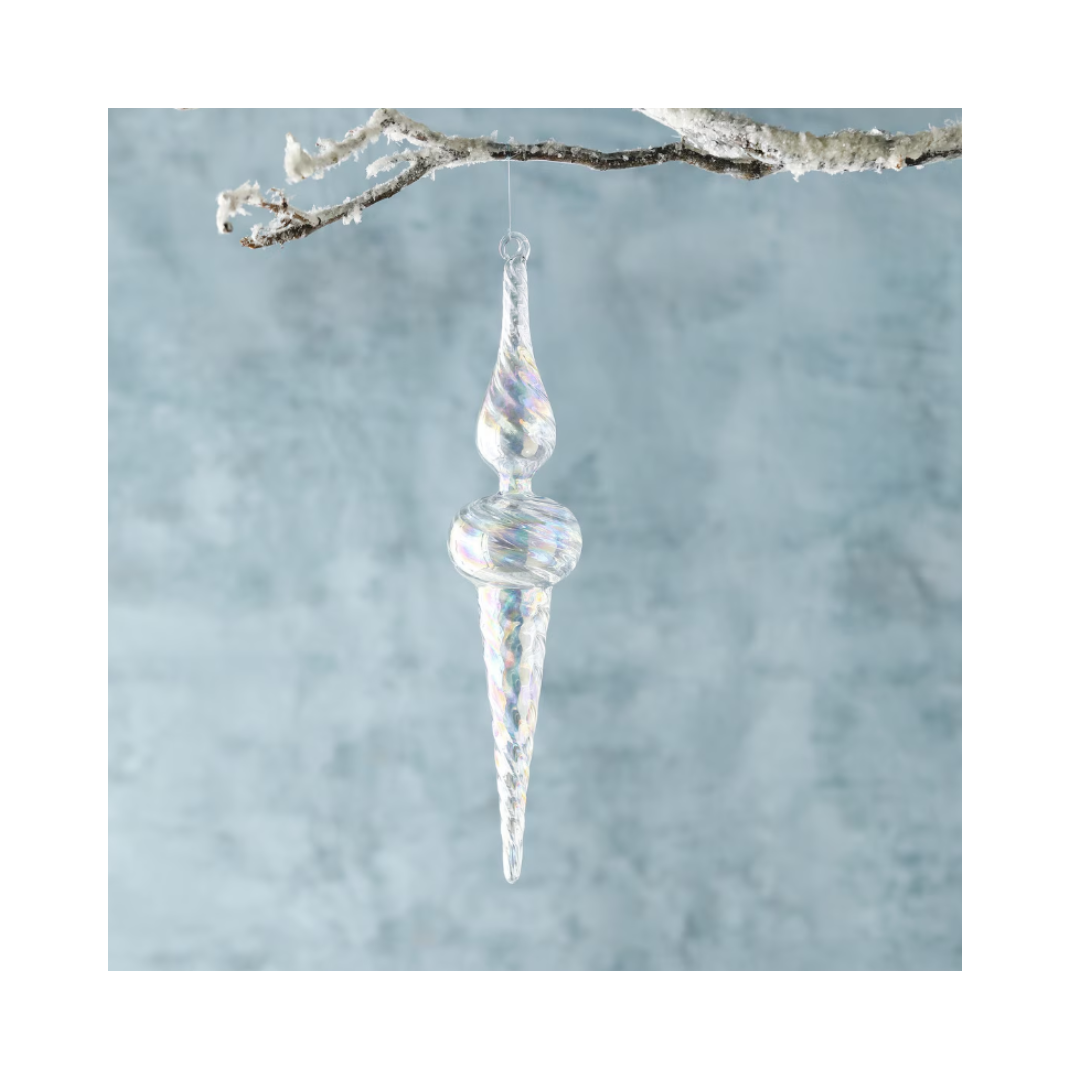 Icy Crystal Swirl Glass Finial Ornament, 13 in.