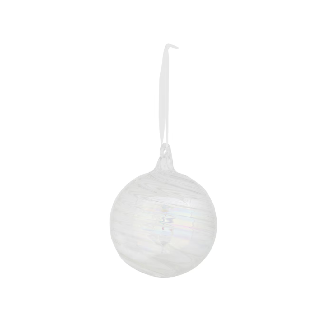 Iridescent Swirl Glass Ball Ornament, 3.25"