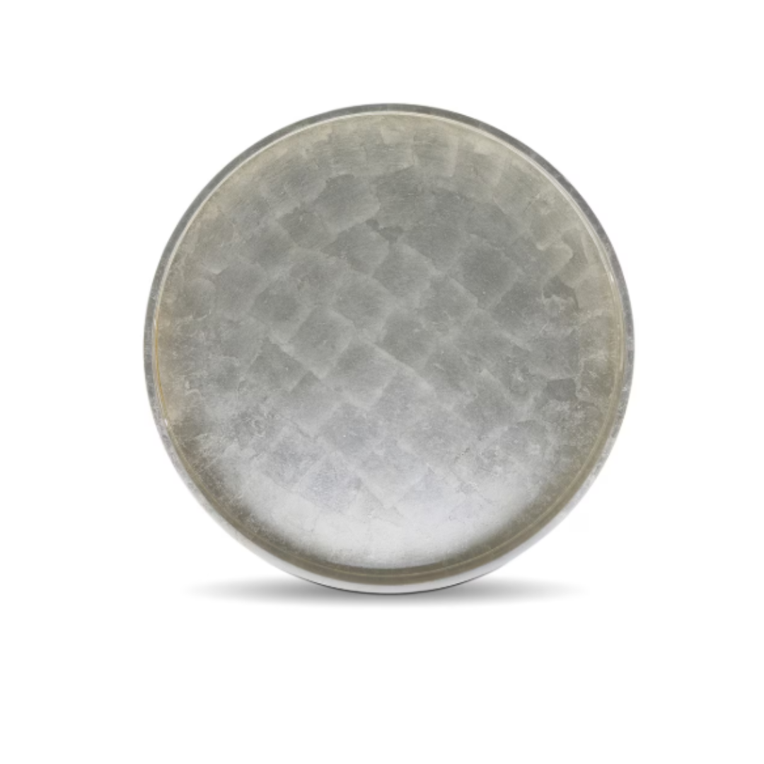 Great House Round Foiled Tray, Champagne Silver