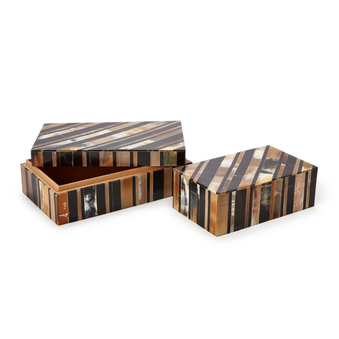 Genuine Horn Set of 2 Covered Box
