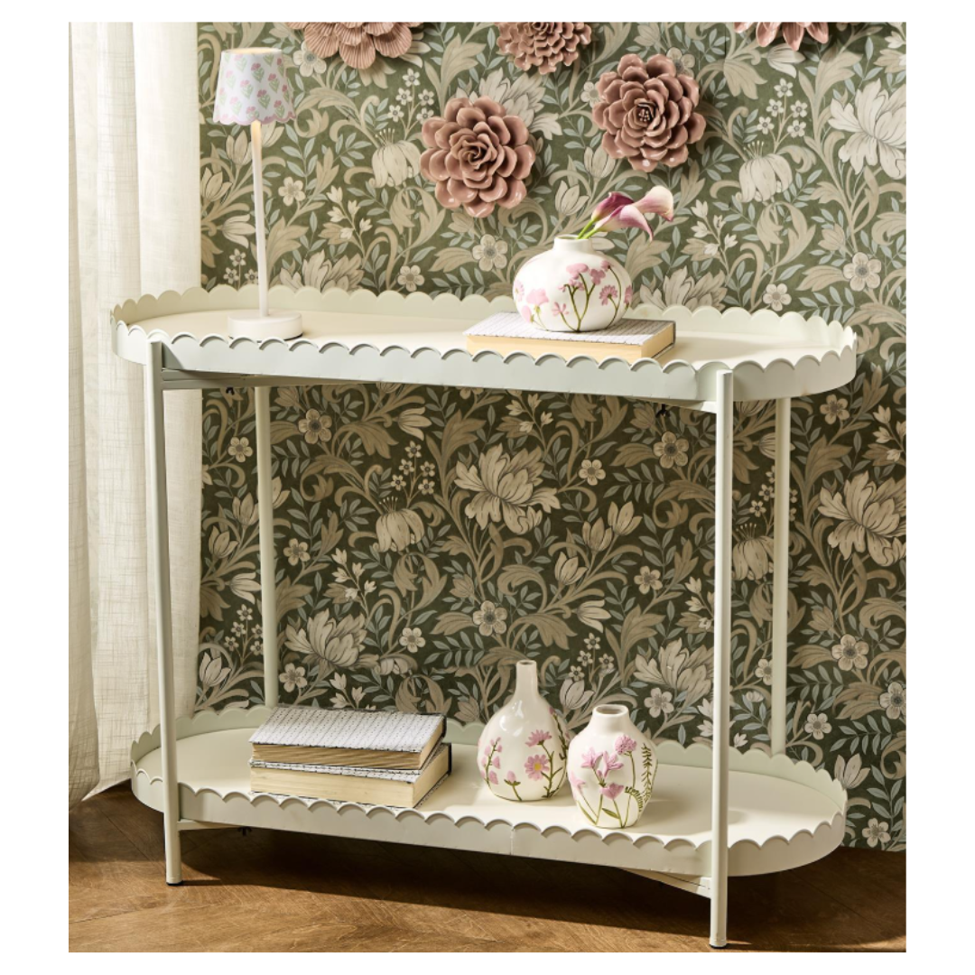 Scallop Edge Double Shelf Accent Table