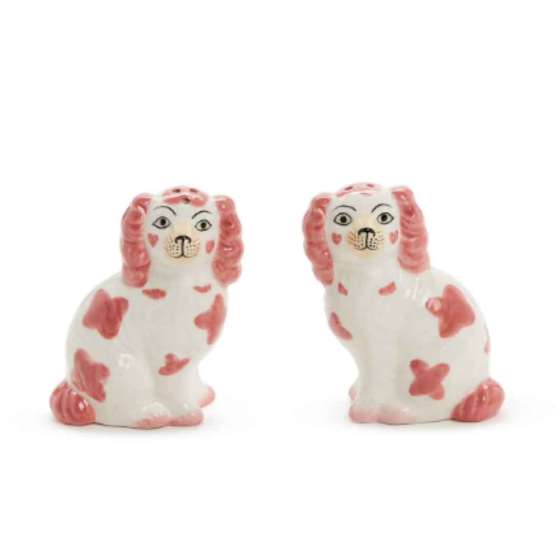 Pink Staffordshire Dog Salt and Pepper Shaker Set