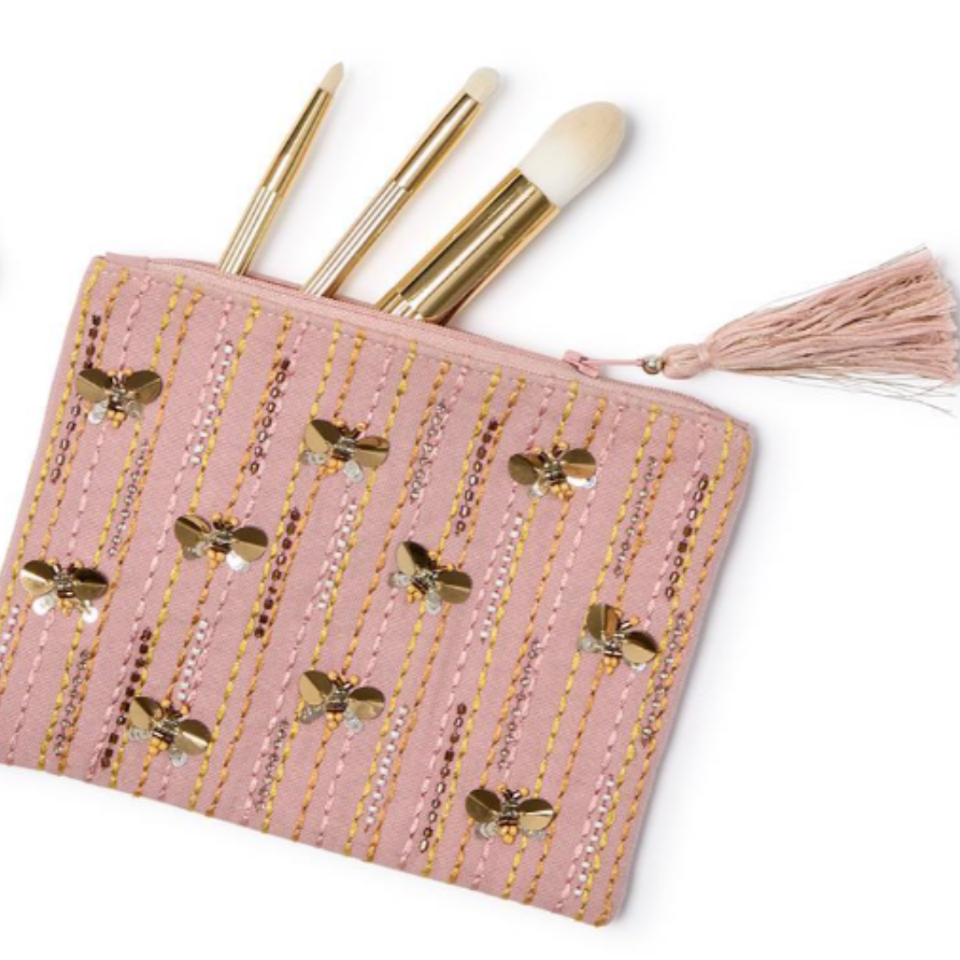 Royal Bee Embroidered and Embellished Multipurpose Pouch and Trinket Box