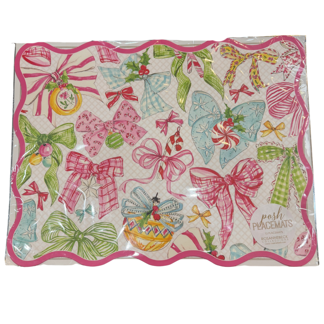 Pink & Red Christmas Bows Placemat