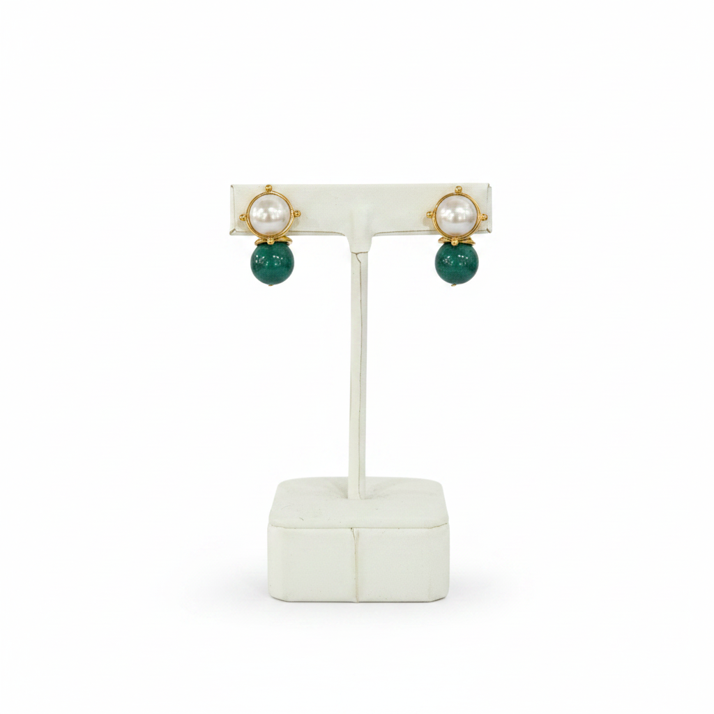 Double Pearl/Stone Post Earring