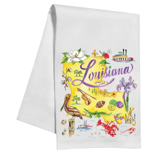 Louisiana Hand Painted Icons Kitchen Towel