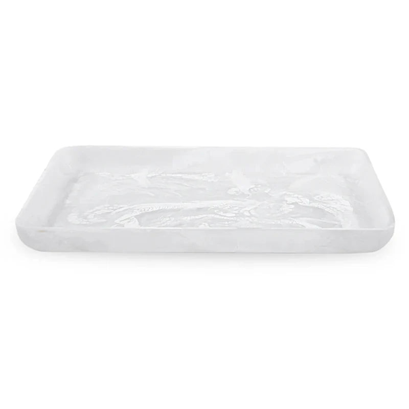 White Swirl Large Rectangular Tray