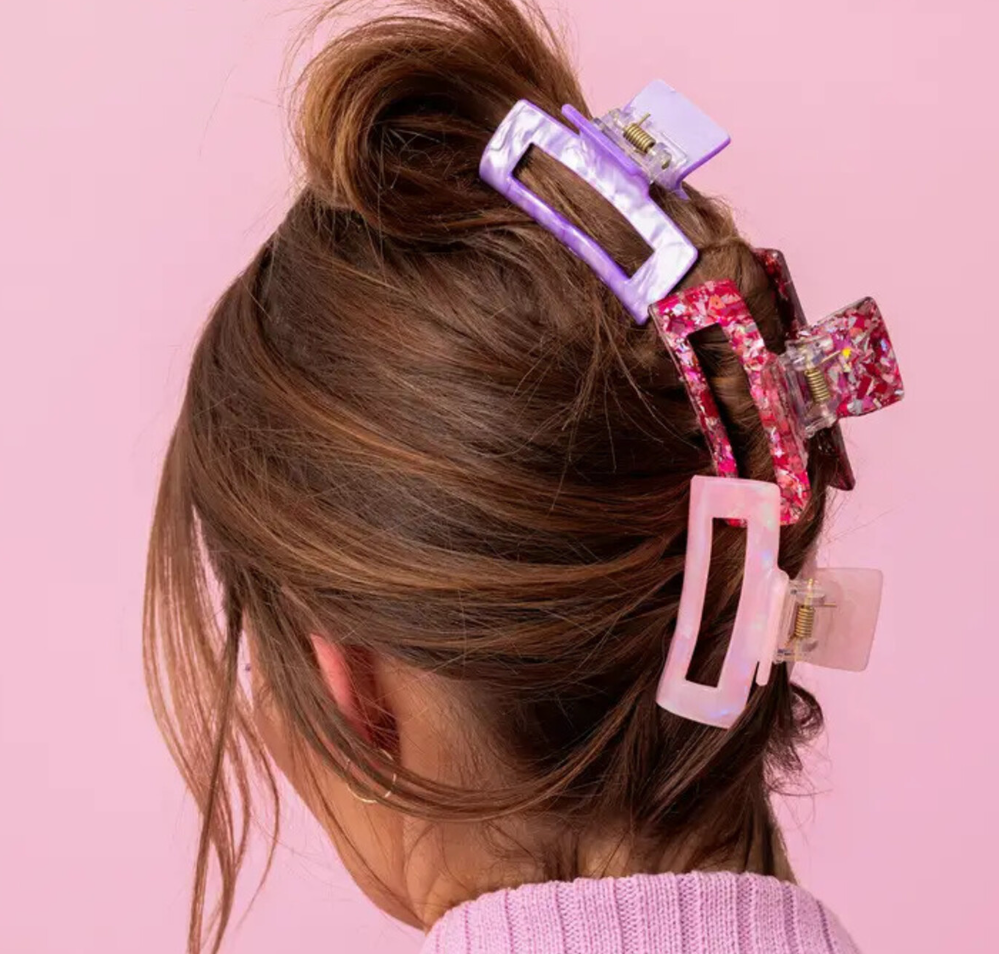 Pink Confetti Claw Clip Trio