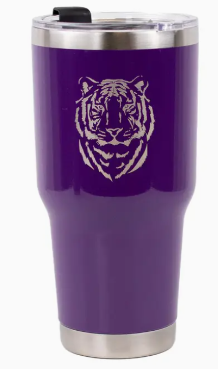 Tiger Etched Tumbler Purple