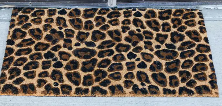 Leopard Coir Doormat Black/Brown