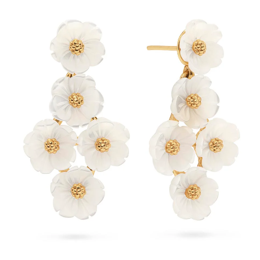 Mermaid Garden Floral Petite Post Drop Earrings MOP/Gold