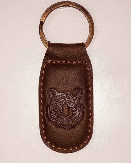 Tiger Leather Embossed Keychain