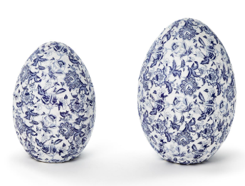 Blue and White Hand-Crafted Paper Mache Egg