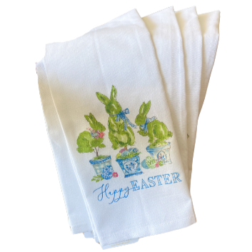 Happy Easter Bunny Topiaries Kitchen Towel