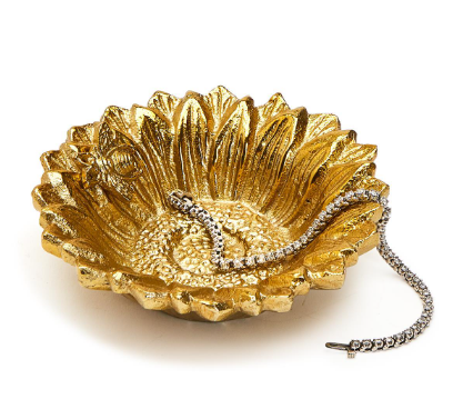 Golden Bee and Sunflower Trinket Tray
