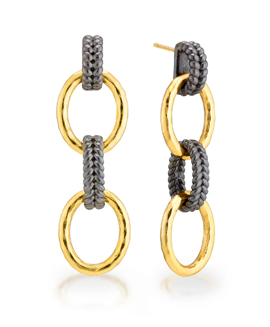 Cleopatra Regal Double Link Earrings - Gold/Midnight