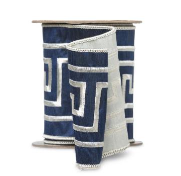 Greek Key Embroidered Pattern Ribbon