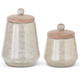 White Painted Pattern Glass Canisters