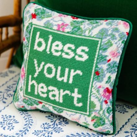 Bless Your Heart Needlepoint Pillow