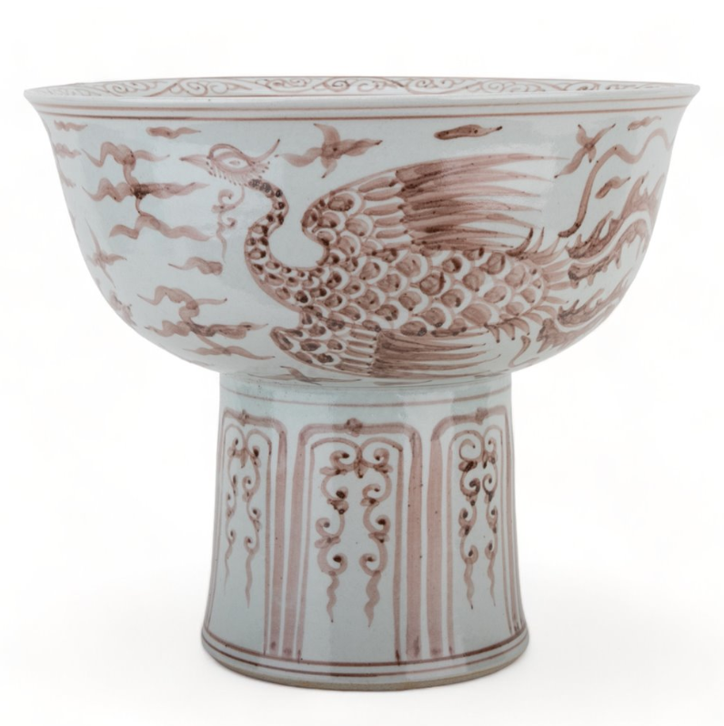 Porcelain Aged Rust Phoenix Round Tall Basin