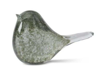 Green Speckled Clear Glass Birds