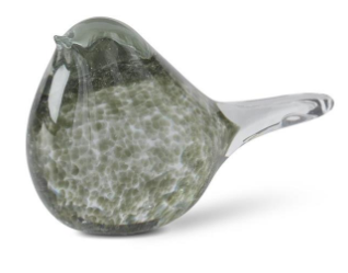Green Speckled Clear Glass Birds