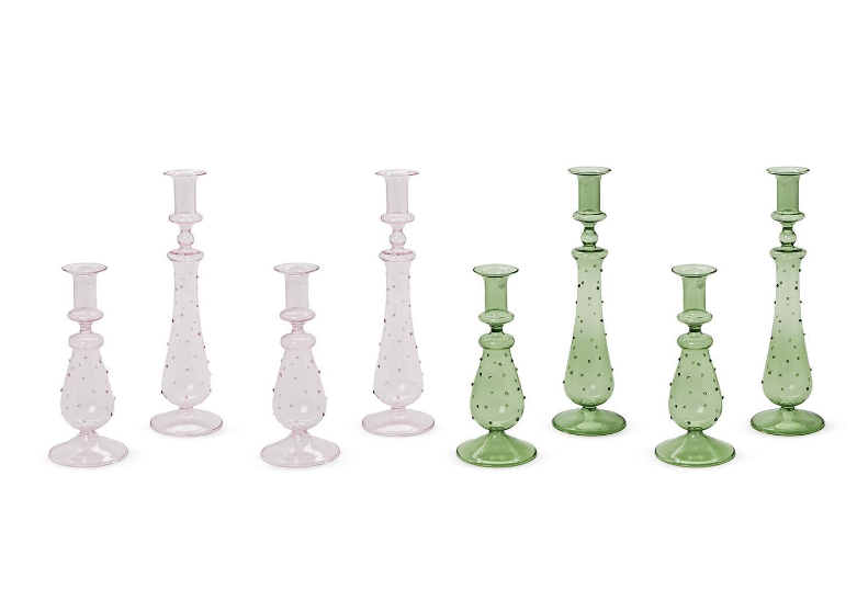 Pink & Green Candle Holders