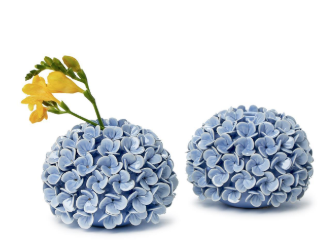 Hydrangea Flower Bud Vases / Taper Candle Holders - Porcelain