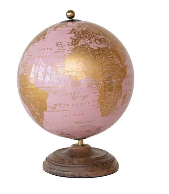 Metal & PVC Globe on Mango Wood Stand