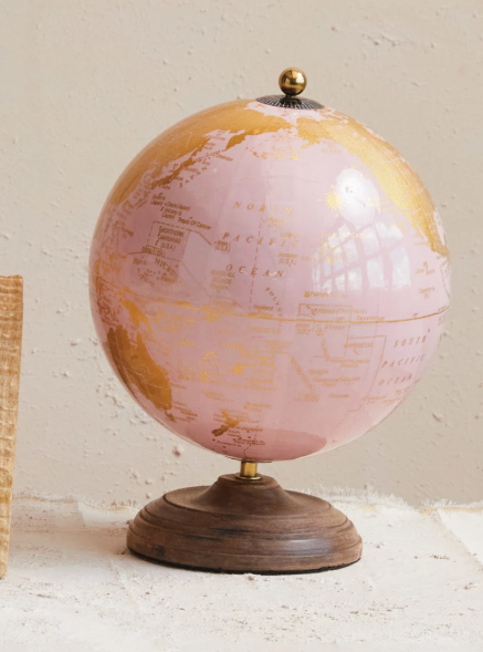 Metal & PVC Globe on Mango Wood Stand