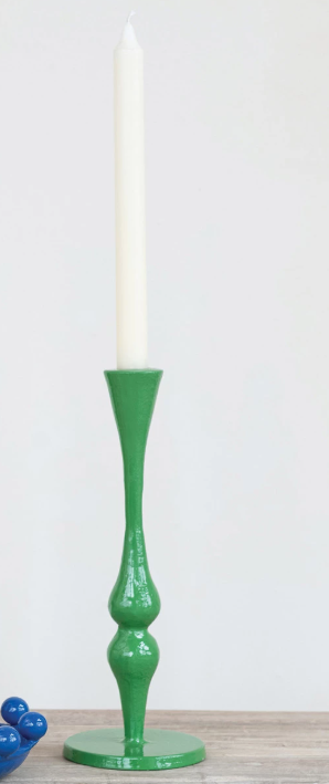 Cast Iron Taper Holder, Green