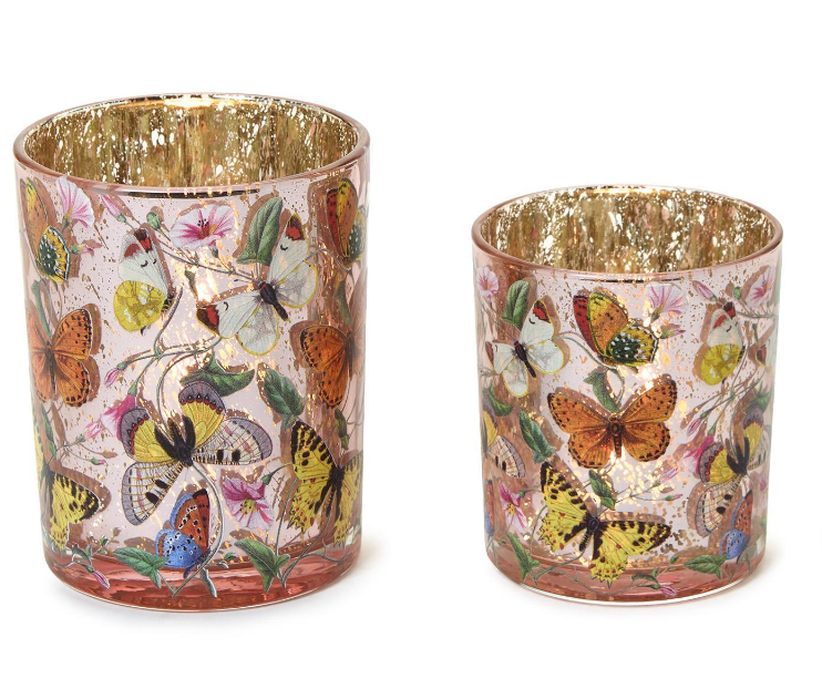 Butterfly Silhouette Antiqued Tealight / Votive Candleholders