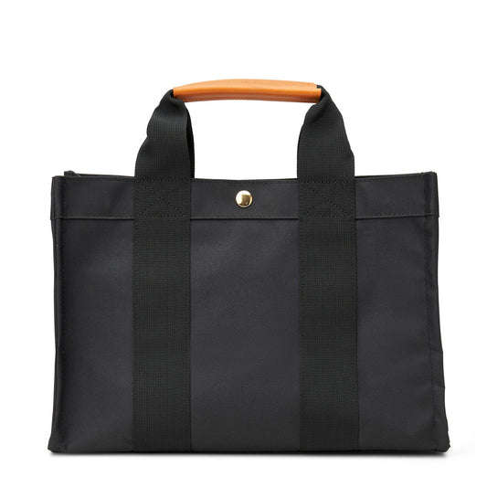 "Kylie" Jet Nylon Tote with Leather Accents