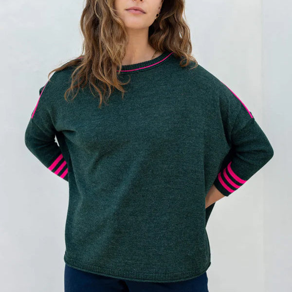 Catalina Crewneck Sweater - Alpine + Lipstick Colorblock Sport