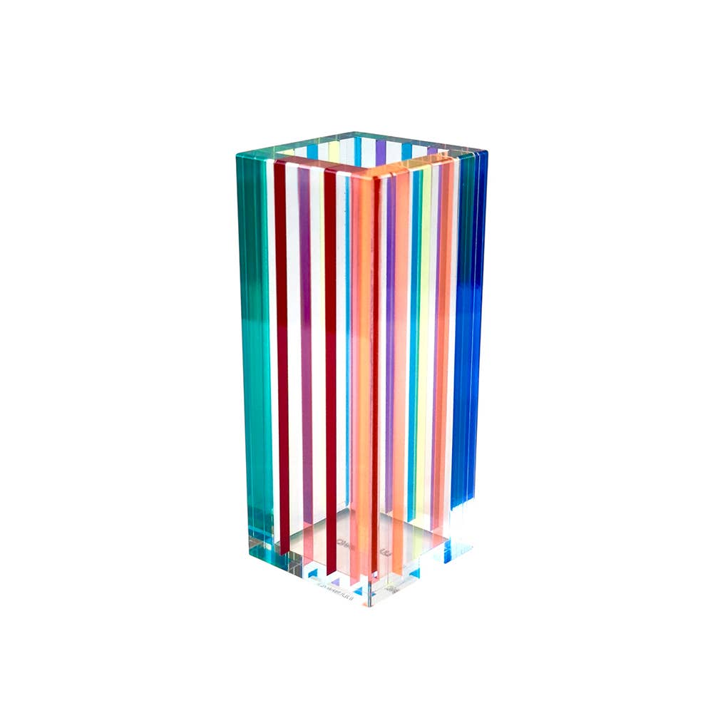 Striped Colorful Bouquet Vase - Multicolor