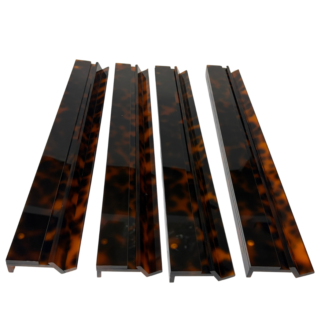 Handmade Tortoise Shell Acrylic Mahjong Racks and Pushers Set of 4