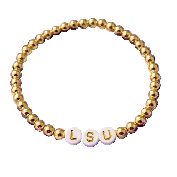LSU Gold Beaded Bracelet