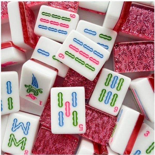 Glitter Sparkle Pink Mahjong Tile Set