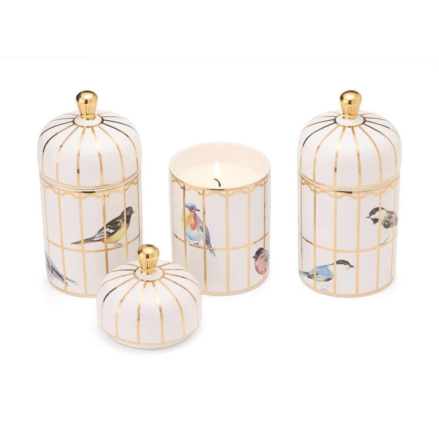Gilded Cage Lidded Filled Candle with Lemon Verbena Scented Wax in Gift Box