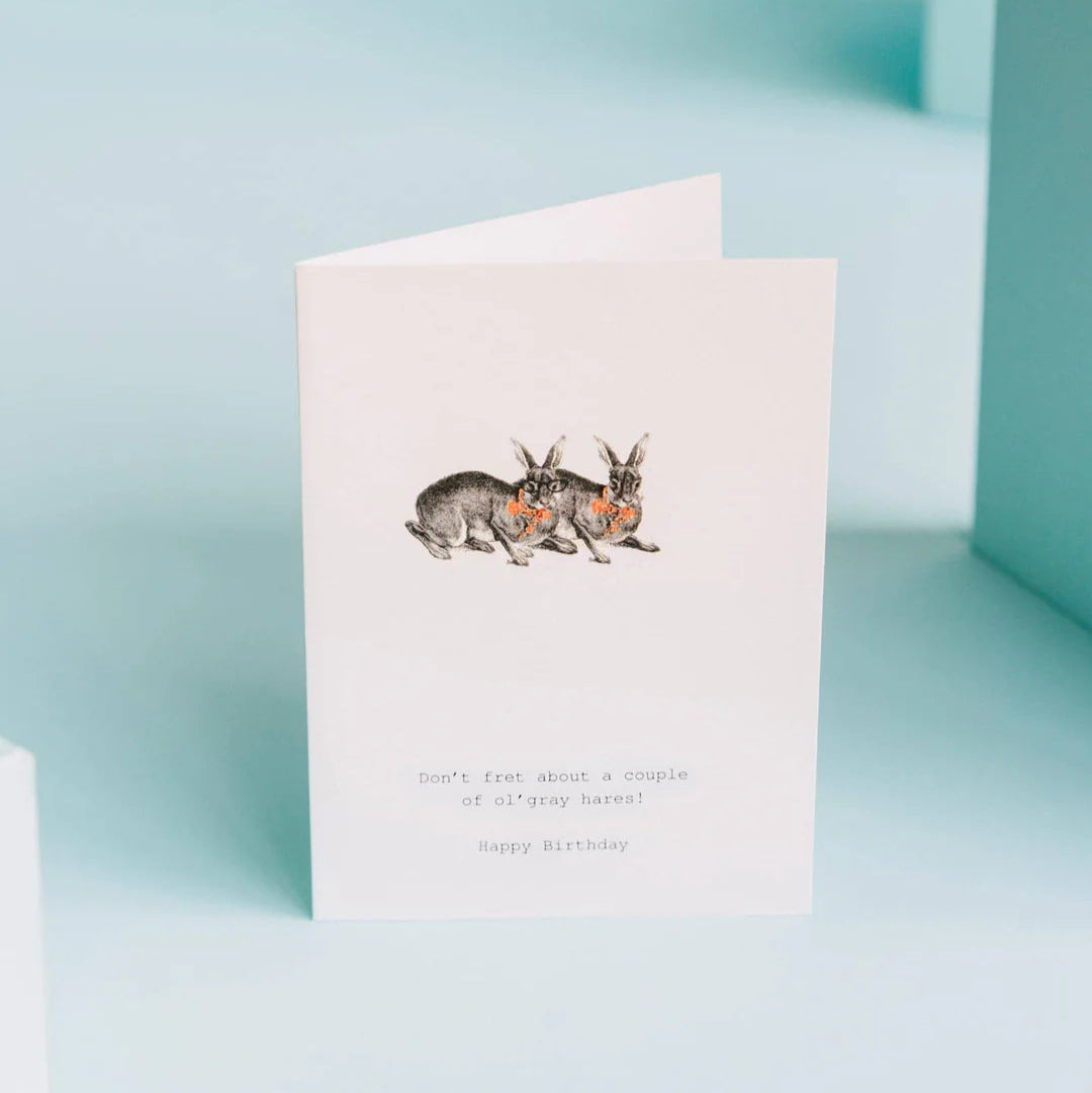 Don't Fret (Gray Hares) Greeting Card
