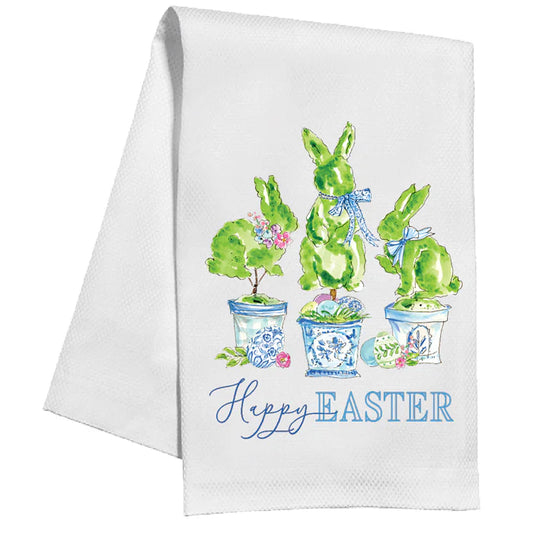 Happy Easter Bunny Topiaries Kitchen Towel