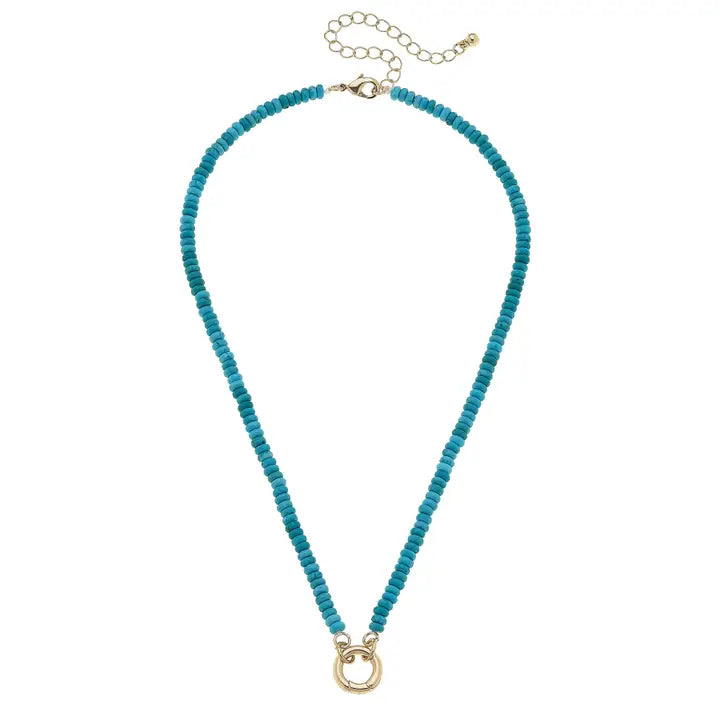 Lucy Gemstone Beaded Charm Necklace in Turquoise